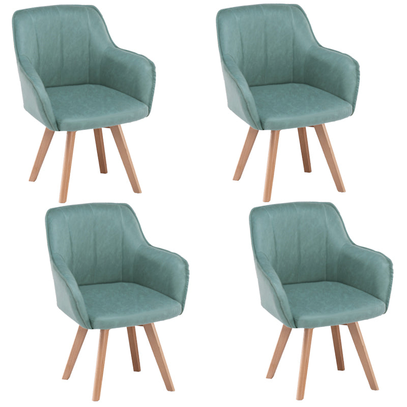 Scandinavian Style Faux Leather Dining Chairs Solid Back Arm Chairs for Home Use Blue 4 Piece Set Clearhalo ' kitchen&dining_furn' 'Dining Chairs' 'Dining Tables & Seating' 'dining_chair' 'furn' 'furn_dining_chair' 'Furniture' 'furniture_dining_chair' 'Kitchen & Dining Furniture' 'kitchen' 4038569
