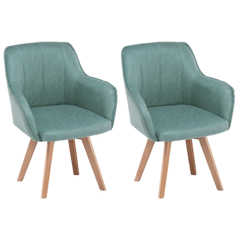 Scandinavian Style Faux Leather Dining Chairs Solid Back Arm Chairs for Home Use Blue 2 Piece Set Clearhalo ' kitchen&dining_furn' 'Dining Chairs' 'Dining Tables & Seating' 'dining_chair' 'furn' 'furn_dining_chair' 'Furniture' 'furniture_dining_chair' 'Kitchen & Dining Furniture' 'kitchen' 4038572