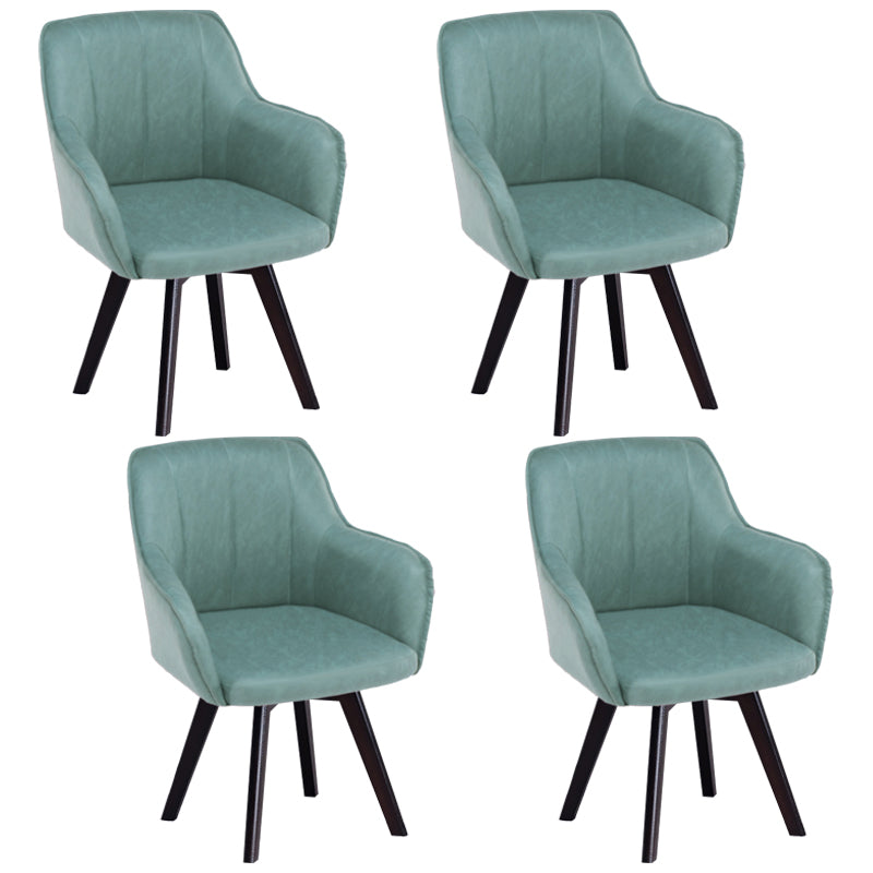 Scandinavian Style Faux Leather Dining Chairs Solid Back Arm Chairs for Home Use Sky Blue 4 Piece Set Clearhalo ' kitchen&dining_furn' 'Dining Chairs' 'Dining Tables & Seating' 'dining_chair' 'furn' 'furn_dining_chair' 'Furniture' 'furniture_dining_chair' 'Kitchen & Dining Furniture' 'kitchen' 4038574