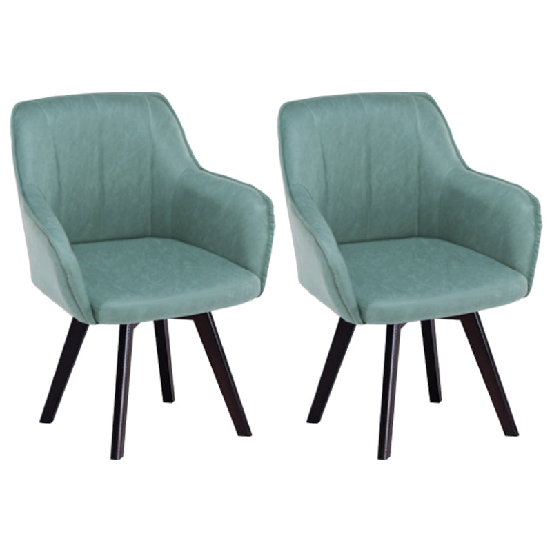 Scandinavian Style Faux Leather Dining Chairs Solid Back Arm Chairs for Home Use Sky Blue 2 Piece Set Clearhalo ' kitchen&dining_furn' 'Dining Chairs' 'Dining Tables & Seating' 'dining_chair' 'furn' 'furn_dining_chair' 'Furniture' 'furniture_dining_chair' 'Kitchen & Dining Furniture' 'kitchen' 4038578