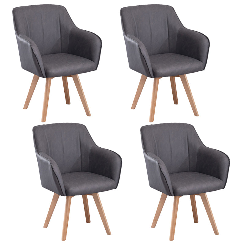 Scandinavian Style Faux Leather Dining Chairs Solid Back Arm Chairs for Home Use Grey 4 Piece Set Clearhalo ' kitchen&dining_furn' 'Dining Chairs' 'Dining Tables & Seating' 'dining_chair' 'furn' 'furn_dining_chair' 'Furniture' 'furniture_dining_chair' 'Kitchen & Dining Furniture' 'kitchen' 4038580