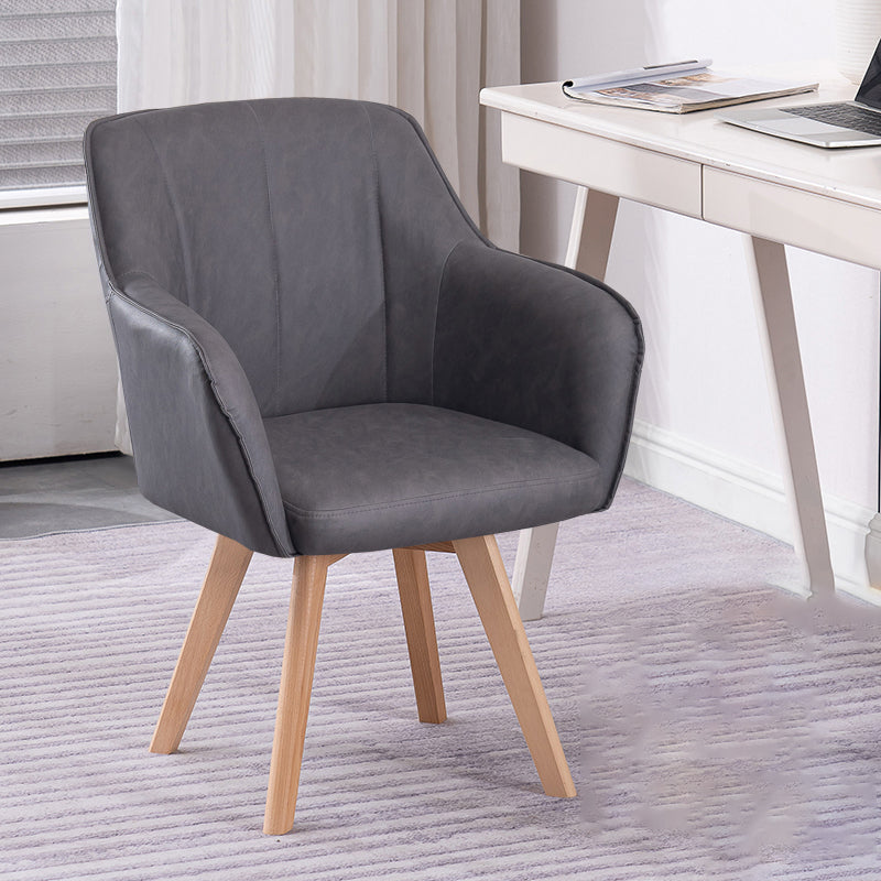 Scandinavian Style Faux Leather Dining Chairs Solid Back Arm Chairs for Home Use Grey 1 Piece Clearhalo ' kitchen&dining_furn' 'Dining Chairs' 'Dining Tables & Seating' 'dining_chair' 'furn' 'furn_dining_chair' 'Furniture' 'furniture_dining_chair' 'Kitchen & Dining Furniture' 'kitchen' 4038582