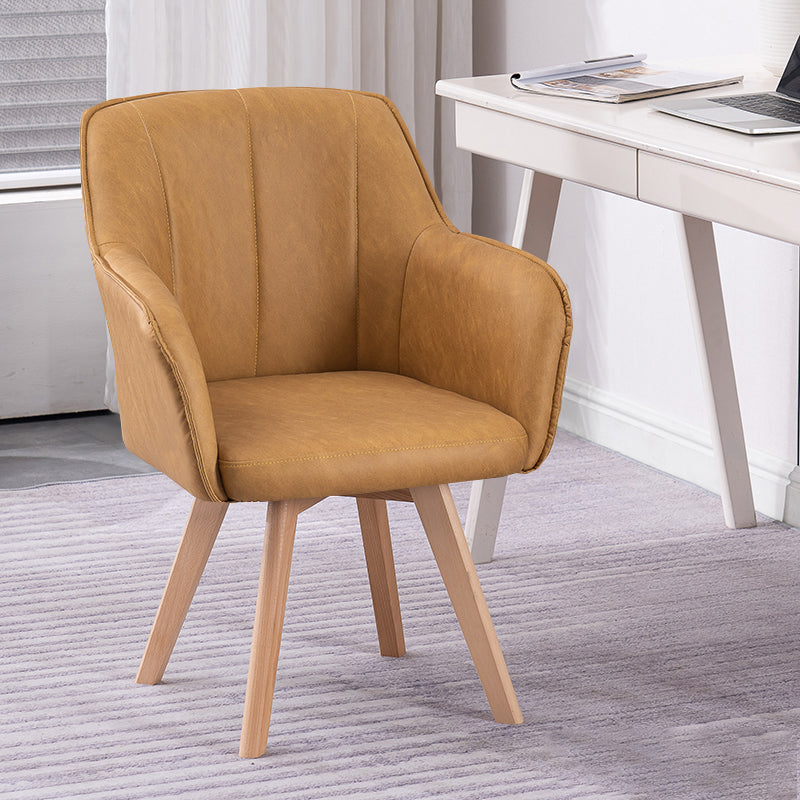 Scandinavian Style Faux Leather Dining Chairs Solid Back Arm Chairs for Home Use Beige 1 Piece Clearhalo ' kitchen&dining_furn' 'Dining Chairs' 'Dining Tables & Seating' 'dining_chair' 'furn' 'furn_dining_chair' 'Furniture' 'furniture_dining_chair' 'Kitchen & Dining Furniture' 'kitchen' 4038585