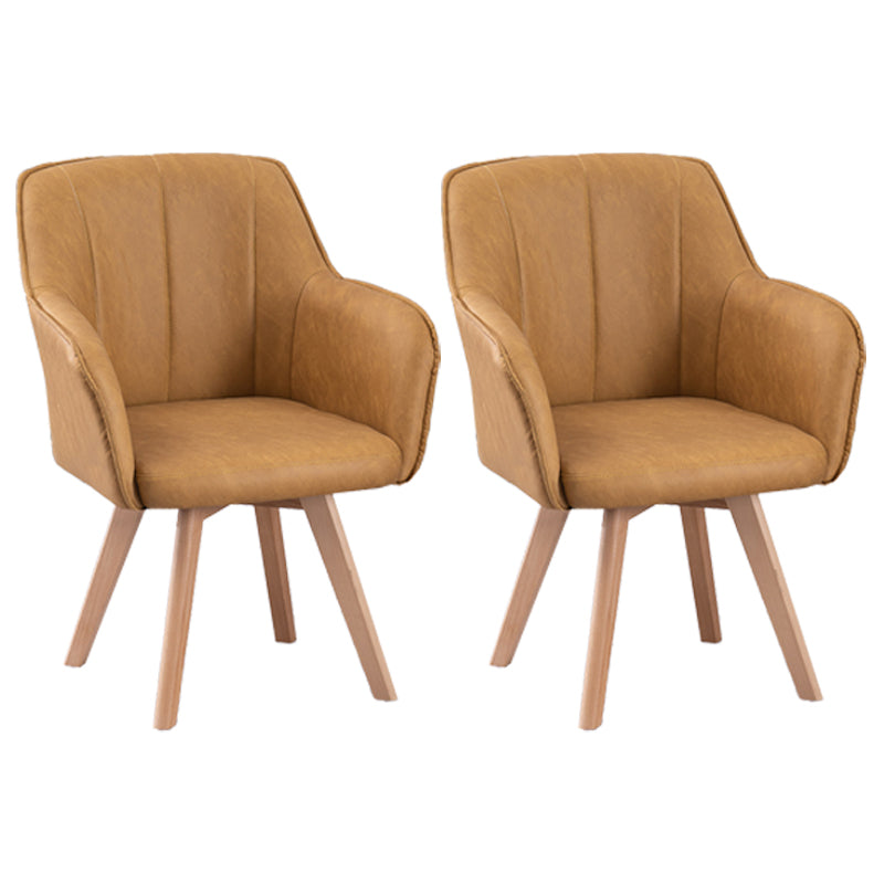 Scandinavian Style Faux Leather Dining Chairs Solid Back Arm Chairs for Home Use Beige 2 Piece Set Clearhalo ' kitchen&dining_furn' 'Dining Chairs' 'Dining Tables & Seating' 'dining_chair' 'furn' 'furn_dining_chair' 'Furniture' 'furniture_dining_chair' 'Kitchen & Dining Furniture' 'kitchen' 4038586