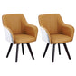Scandinavian Style Faux Leather Dining Chairs Solid Back Arm Chairs for Home Use Gray-Yellow 2 Piece Set Clearhalo ' kitchen&dining_furn' 'Dining Chairs' 'Dining Tables & Seating' 'dining_chair' 'furn' 'furn_dining_chair' 'Furniture' 'furniture_dining_chair' 'Kitchen & Dining Furniture' 'kitchen' 4038592