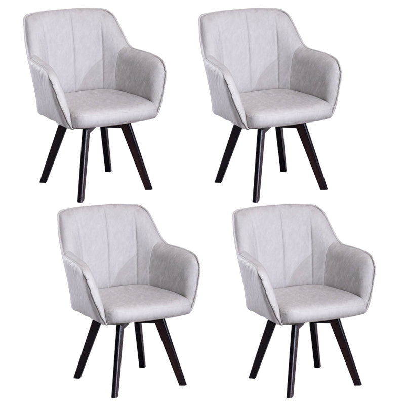 Scandinavian Style Faux Leather Dining Chairs Solid Back Arm Chairs for Home Use Cream Gray 4 Piece Set Clearhalo ' kitchen&dining_furn' 'Dining Chairs' 'Dining Tables & Seating' 'dining_chair' 'furn' 'furn_dining_chair' 'Furniture' 'furniture_dining_chair' 'Kitchen & Dining Furniture' 'kitchen' 4038593