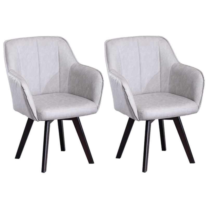 Scandinavian Style Faux Leather Dining Chairs Solid Back Arm Chairs for Home Use Cream Gray 2 Piece Set Clearhalo ' kitchen&dining_furn' 'Dining Chairs' 'Dining Tables & Seating' 'dining_chair' 'furn' 'furn_dining_chair' 'Furniture' 'furniture_dining_chair' 'Kitchen & Dining Furniture' 'kitchen' 4038595