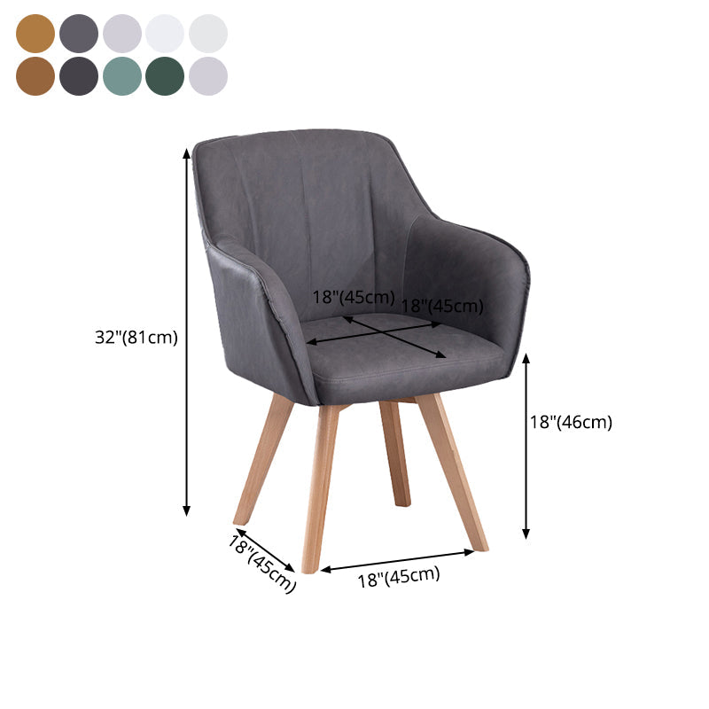 Scandinavian Style Faux Leather Dining Chairs Solid Back Arm Chairs for Home Use Clearhalo ' kitchen&dining_furn' 'Dining Chairs' 'Dining Tables & Seating' 'dining_chair' 'furn' 'furn_dining_chair' 'Furniture' 'furniture_dining_chair' 'Kitchen & Dining Furniture' 'kitchen' 4038602