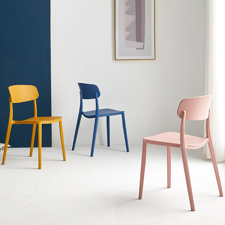 Scandinavian Plastic Restaurant Side Chair Candy Colors Open Back Dining Chair Clearhalo ' kitchen&dining_furn' 'Dining Chairs' 'Dining Tables & Seating' 'dining_chair' 'furn' 'furn_dining_chair' 'Furniture' 'furniture_dining_chair' 'Kitchen & Dining Furniture' 'kitchen' 4038603