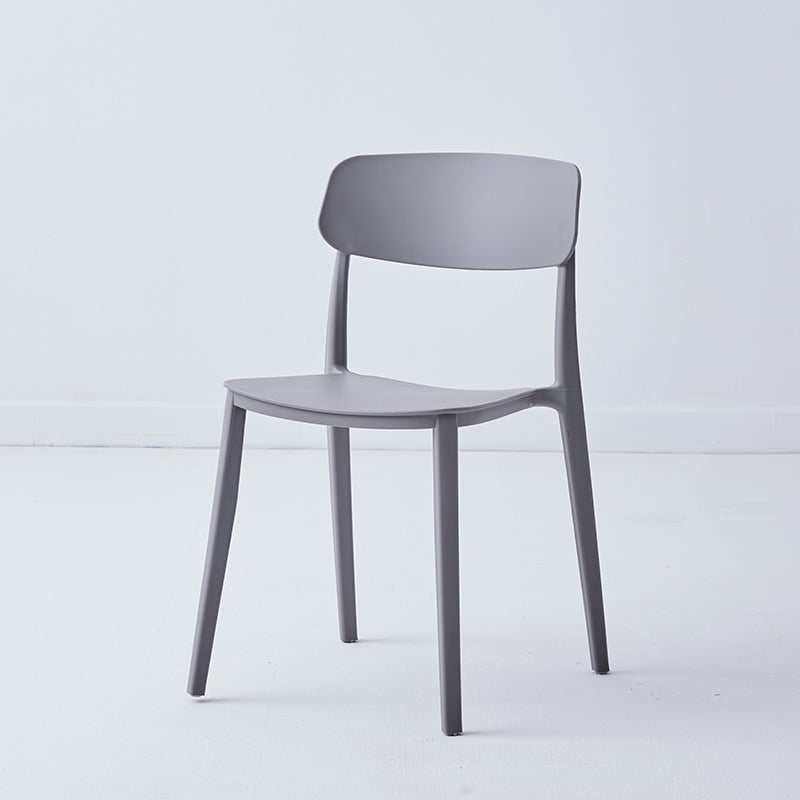 Scandinavian Plastic Restaurant Side Chair Candy Colors Open Back Dining Chair Grey 1 Piece Clearhalo ' kitchen&dining_furn' 'Dining Chairs' 'Dining Tables & Seating' 'dining_chair' 'furn' 'furn_dining_chair' 'Furniture' 'furniture_dining_chair' 'Kitchen & Dining Furniture' 'kitchen' 4038604