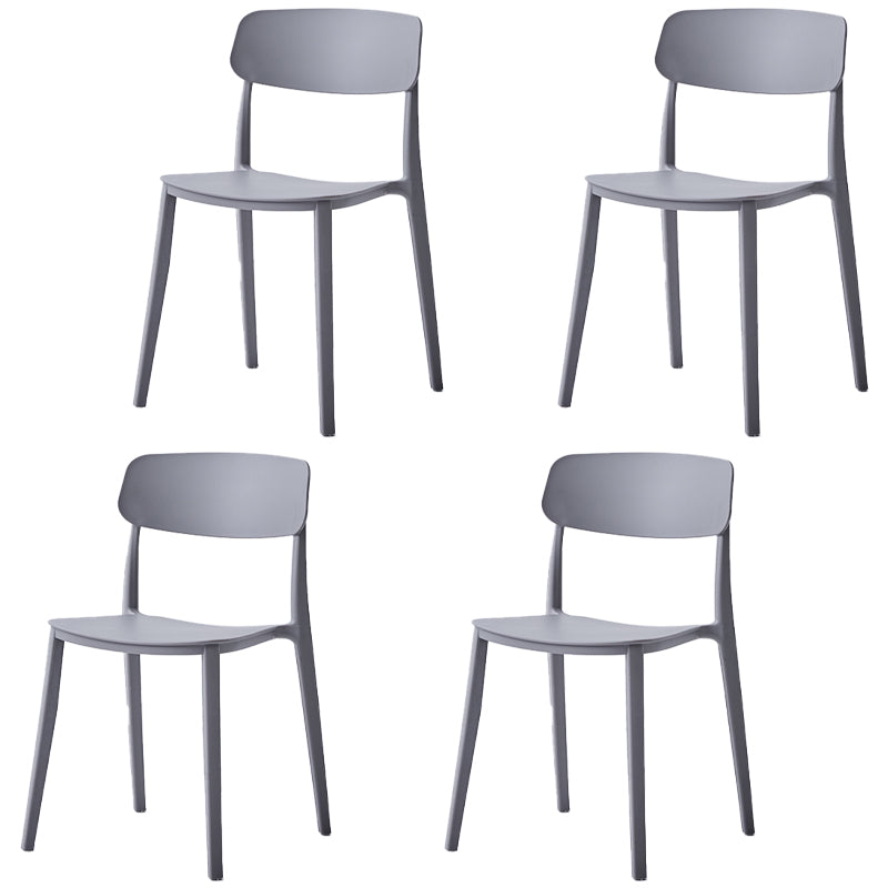 Scandinavian Plastic Restaurant Side Chair Candy Colors Open Back Dining Chair Grey 4 Piece Set Clearhalo ' kitchen&dining_furn' 'Dining Chairs' 'Dining Tables & Seating' 'dining_chair' 'furn' 'furn_dining_chair' 'Furniture' 'furniture_dining_chair' 'Kitchen & Dining Furniture' 'kitchen' 4038607
