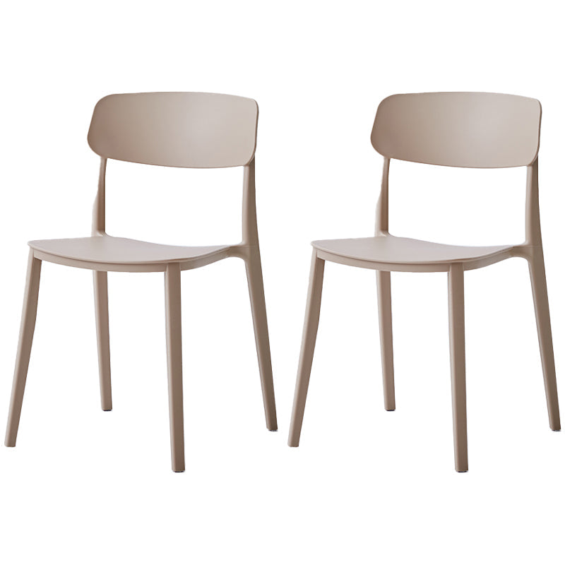 Scandinavian Plastic Restaurant Side Chair Candy Colors Open Back Dining Chair Camel 2 Piece Set Clearhalo ' kitchen&dining_furn' 'Dining Chairs' 'Dining Tables & Seating' 'dining_chair' 'furn' 'furn_dining_chair' 'Furniture' 'furniture_dining_chair' 'Kitchen & Dining Furniture' 'kitchen' 4038611