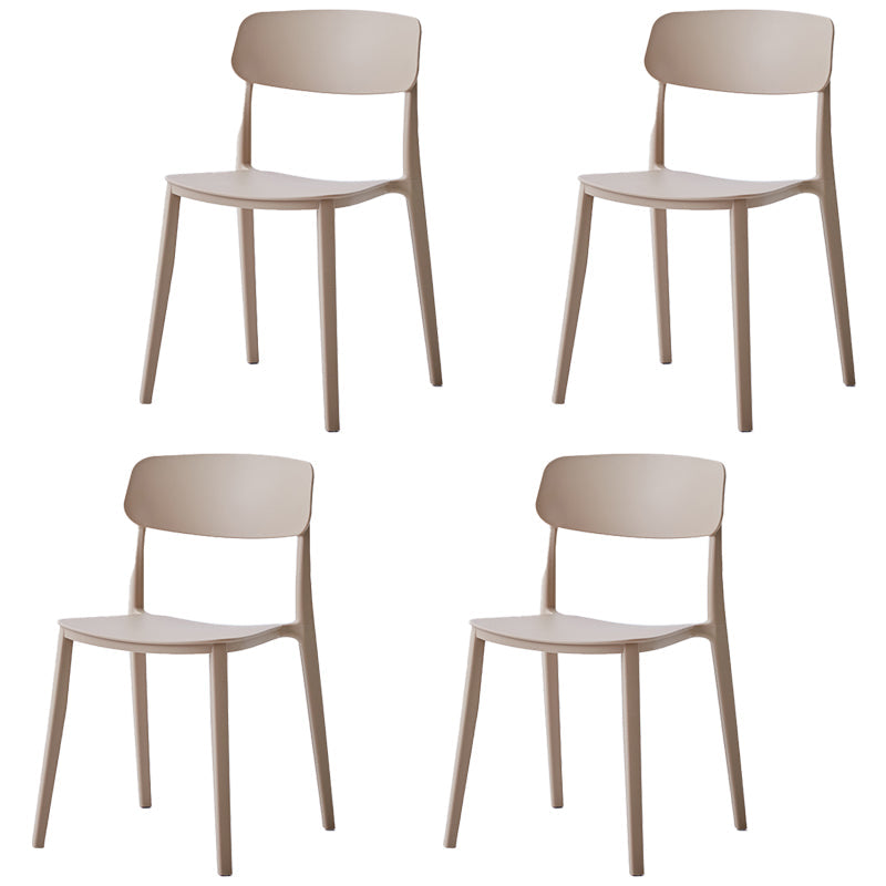 Scandinavian Plastic Restaurant Side Chair Candy Colors Open Back Dining Chair Camel 4 Piece Set Clearhalo ' kitchen&dining_furn' 'Dining Chairs' 'Dining Tables & Seating' 'dining_chair' 'furn' 'furn_dining_chair' 'Furniture' 'furniture_dining_chair' 'Kitchen & Dining Furniture' 'kitchen' 4038613