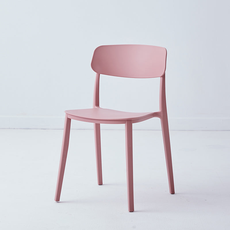 Scandinavian Plastic Restaurant Side Chair Candy Colors Open Back Dining Chair Pink 1 Piece Clearhalo ' kitchen&dining_furn' 'Dining Chairs' 'Dining Tables & Seating' 'dining_chair' 'furn' 'furn_dining_chair' 'Furniture' 'furniture_dining_chair' 'Kitchen & Dining Furniture' 'kitchen' 4038615