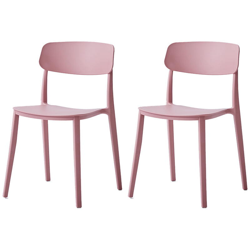 Scandinavian Plastic Restaurant Side Chair Candy Colors Open Back Dining Chair Pink 2 Piece Set Clearhalo ' kitchen&dining_furn' 'Dining Chairs' 'Dining Tables & Seating' 'dining_chair' 'furn' 'furn_dining_chair' 'Furniture' 'furniture_dining_chair' 'Kitchen & Dining Furniture' 'kitchen' 4038617