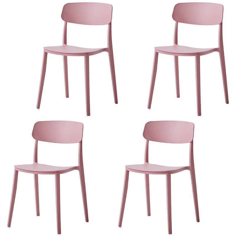 Scandinavian Plastic Restaurant Side Chair Candy Colors Open Back Dining Chair Pink 4 Piece Set Clearhalo ' kitchen&dining_furn' 'Dining Chairs' 'Dining Tables & Seating' 'dining_chair' 'furn' 'furn_dining_chair' 'Furniture' 'furniture_dining_chair' 'Kitchen & Dining Furniture' 'kitchen' 4038619