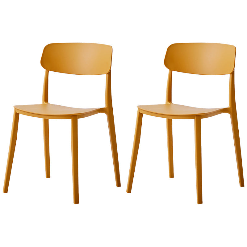 Scandinavian Plastic Restaurant Side Chair Candy Colors Open Back Dining Chair Yellow 2 Piece Set Clearhalo ' kitchen&dining_furn' 'Dining Chairs' 'Dining Tables & Seating' 'dining_chair' 'furn' 'furn_dining_chair' 'Furniture' 'furniture_dining_chair' 'Kitchen & Dining Furniture' 'kitchen' 4038624