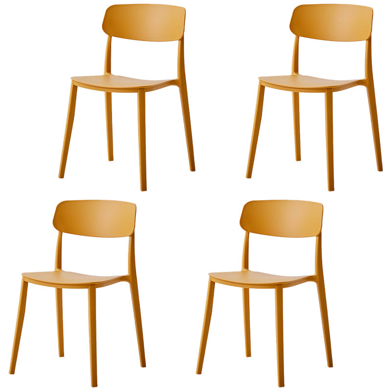 Scandinavian Plastic Restaurant Side Chair Candy Colors Open Back Dining Chair Yellow 4 Piece Set Clearhalo ' kitchen&dining_furn' 'Dining Chairs' 'Dining Tables & Seating' 'dining_chair' 'furn' 'furn_dining_chair' 'Furniture' 'furniture_dining_chair' 'Kitchen & Dining Furniture' 'kitchen' 4038625