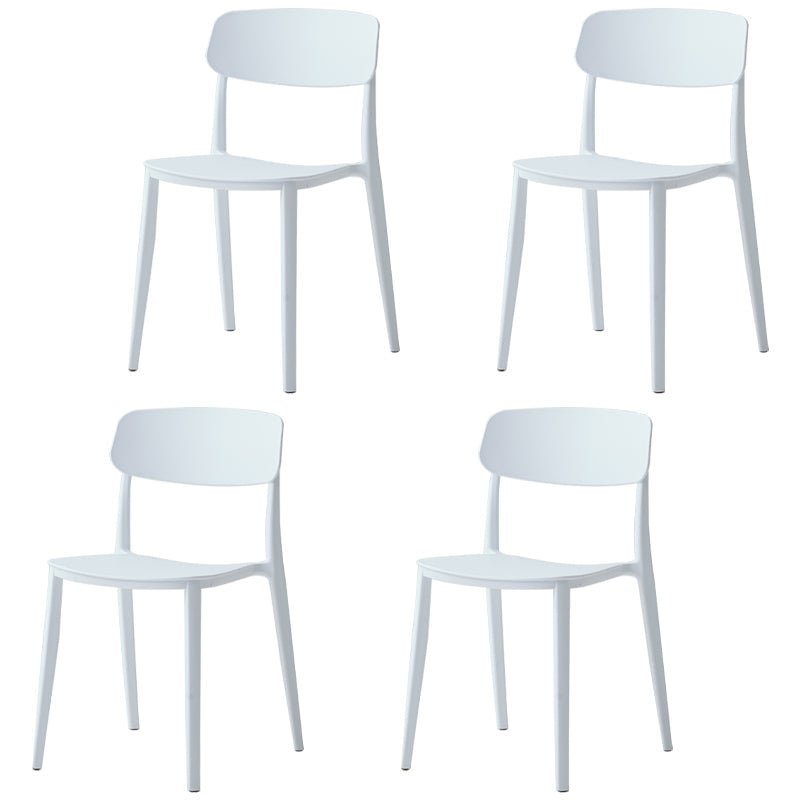 Scandinavian Plastic Restaurant Side Chair Candy Colors Open Back Dining Chair White 4 Piece Set Clearhalo ' kitchen&dining_furn' 'Dining Chairs' 'Dining Tables & Seating' 'dining_chair' 'furn' 'furn_dining_chair' 'Furniture' 'furniture_dining_chair' 'Kitchen & Dining Furniture' 'kitchen' 4038628