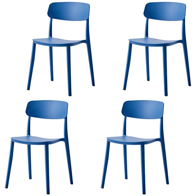 Scandinavian Plastic Restaurant Side Chair Candy Colors Open Back Dining Chair Dark Blue 4 Piece Set Clearhalo ' kitchen&dining_furn' 'Dining Chairs' 'Dining Tables & Seating' 'dining_chair' 'furn' 'furn_dining_chair' 'Furniture' 'furniture_dining_chair' 'Kitchen & Dining Furniture' 'kitchen' 4038631