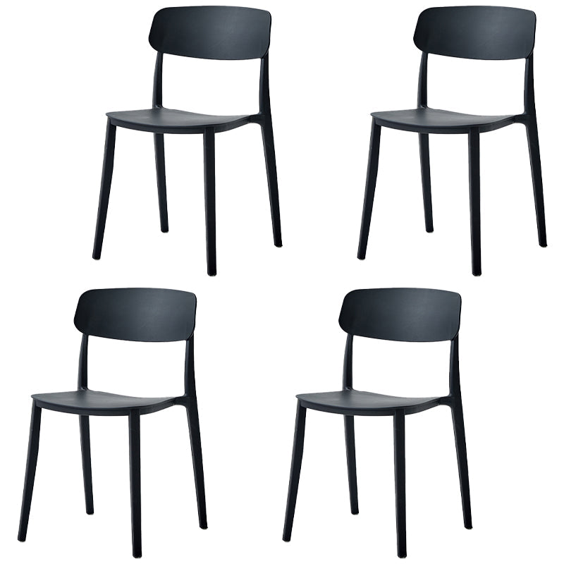 Scandinavian Plastic Restaurant Side Chair Candy Colors Open Back Dining Chair Black 4 Piece Set Clearhalo ' kitchen&dining_furn' 'Dining Chairs' 'Dining Tables & Seating' 'dining_chair' 'furn' 'furn_dining_chair' 'Furniture' 'furniture_dining_chair' 'Kitchen & Dining Furniture' 'kitchen' 4038634