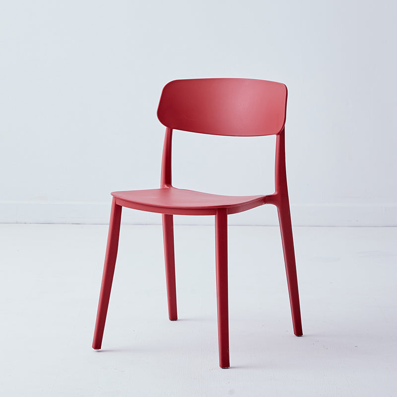Scandinavian Plastic Restaurant Side Chair Candy Colors Open Back Dining Chair Red 1 Piece Clearhalo ' kitchen&dining_furn' 'Dining Chairs' 'Dining Tables & Seating' 'dining_chair' 'furn' 'furn_dining_chair' 'Furniture' 'furniture_dining_chair' 'Kitchen & Dining Furniture' 'kitchen' 4038635