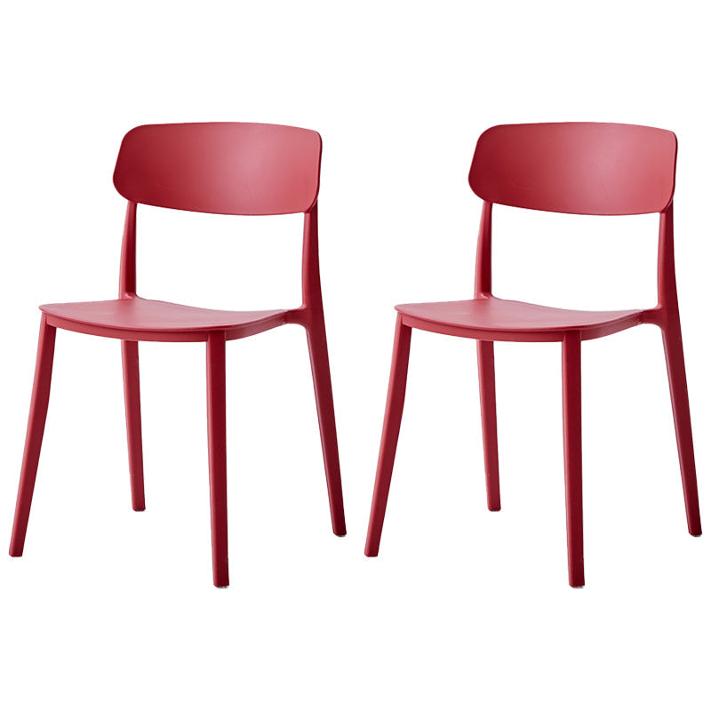 Scandinavian Plastic Restaurant Side Chair Candy Colors Open Back Dining Chair Red 2 Piece Set Clearhalo ' kitchen&dining_furn' 'Dining Chairs' 'Dining Tables & Seating' 'dining_chair' 'furn' 'furn_dining_chair' 'Furniture' 'furniture_dining_chair' 'Kitchen & Dining Furniture' 'kitchen' 4038636