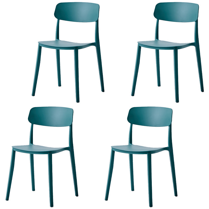 Scandinavian Plastic Restaurant Side Chair Candy Colors Open Back Dining Chair Green 4 Piece Set Clearhalo ' kitchen&dining_furn' 'Dining Chairs' 'Dining Tables & Seating' 'dining_chair' 'furn' 'furn_dining_chair' 'Furniture' 'furniture_dining_chair' 'Kitchen & Dining Furniture' 'kitchen' 4038640