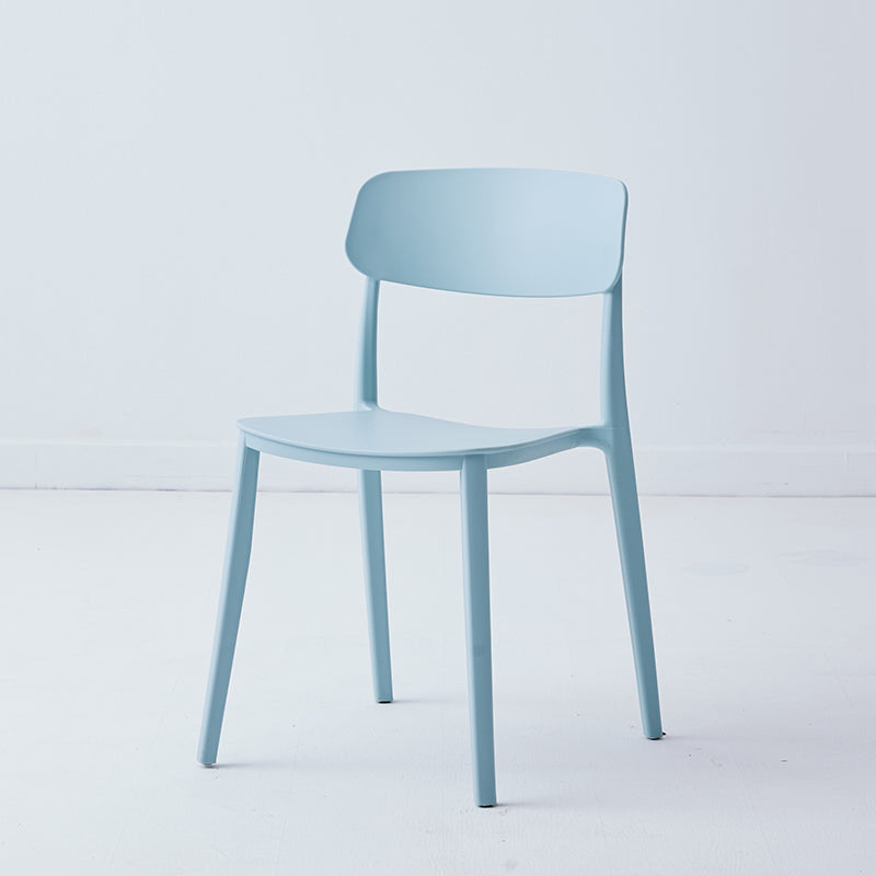 Scandinavian Plastic Restaurant Side Chair Candy Colors Open Back Dining Chair Blue 1 Piece Clearhalo ' kitchen&dining_furn' 'Dining Chairs' 'Dining Tables & Seating' 'dining_chair' 'furn' 'furn_dining_chair' 'Furniture' 'furniture_dining_chair' 'Kitchen & Dining Furniture' 'kitchen' 4038641