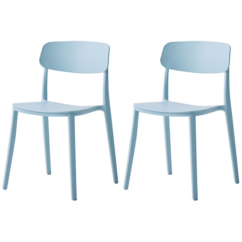 Scandinavian Plastic Restaurant Side Chair Candy Colors Open Back Dining Chair Blue 2 Piece Set Clearhalo ' kitchen&dining_furn' 'Dining Chairs' 'Dining Tables & Seating' 'dining_chair' 'furn' 'furn_dining_chair' 'Furniture' 'furniture_dining_chair' 'Kitchen & Dining Furniture' 'kitchen' 4038642