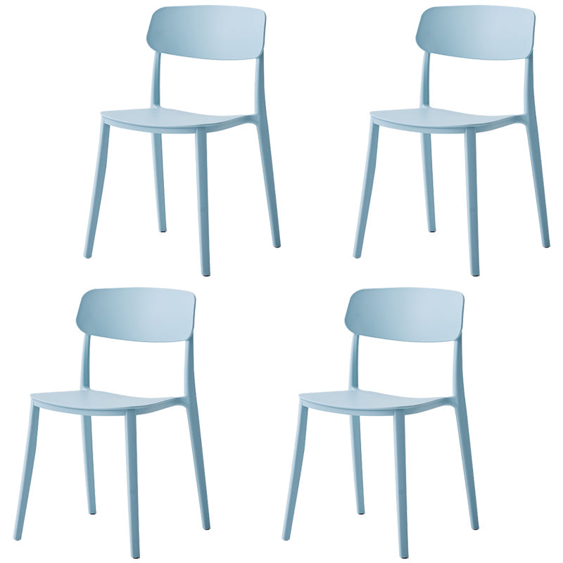 Scandinavian Plastic Restaurant Side Chair Candy Colors Open Back Dining Chair Blue 4 Piece Set Clearhalo ' kitchen&dining_furn' 'Dining Chairs' 'Dining Tables & Seating' 'dining_chair' 'furn' 'furn_dining_chair' 'Furniture' 'furniture_dining_chair' 'Kitchen & Dining Furniture' 'kitchen' 4038643