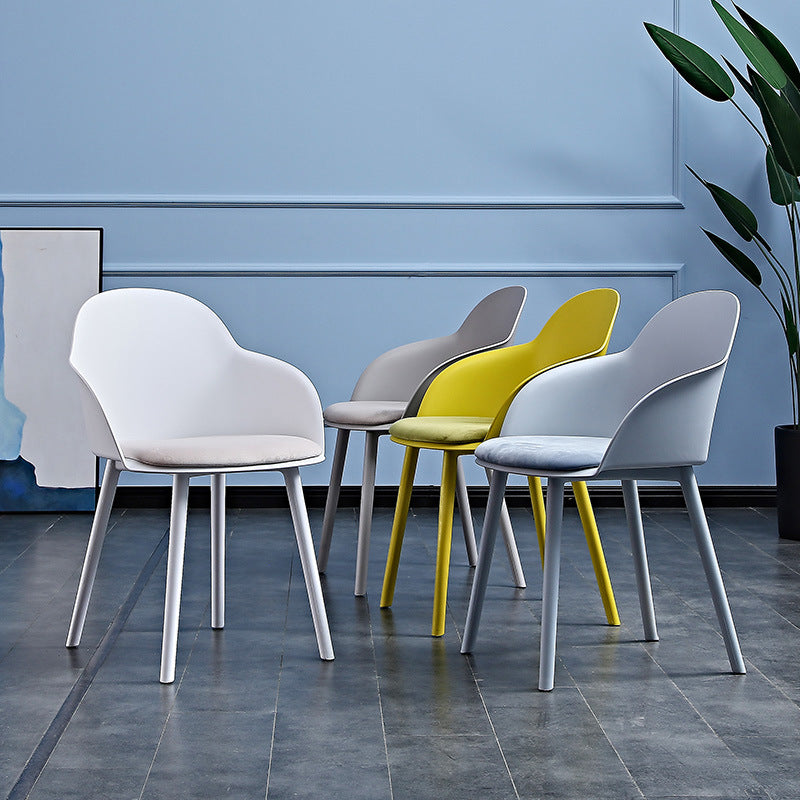Contemporary Plastic Restaurant Arm Chair Matte Finish Solid Back Dining Chair (Set of 4) Clearhalo ' kitchen&dining_furn' 'Dining Chairs' 'Dining Tables & Seating' 'dining_chair' 'Furniture' 'furniture_dining_chair' 'Kitchen & Dining Furniture' 'kitchen' 4038645