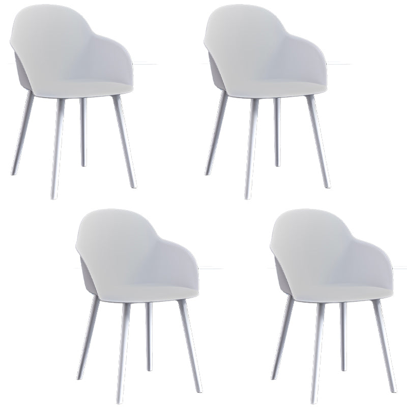 Contemporary Plastic Restaurant Arm Chair Matte Finish Solid Back Dining Chair (Set of 4) Gloss White Clearhalo ' kitchen&dining_furn' 'Dining Chairs' 'Dining Tables & Seating' 'dining_chair' 'Furniture' 'furniture_dining_chair' 'Kitchen & Dining Furniture' 'kitchen' 4038649