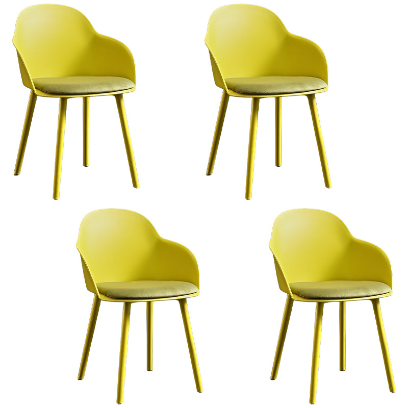 Contemporary Plastic Restaurant Arm Chair Matte Finish Solid Back Dining Chair (Set of 4) Yellow Clearhalo ' kitchen&dining_furn' 'Dining Chairs' 'Dining Tables & Seating' 'dining_chair' 'Furniture' 'furniture_dining_chair' 'Kitchen & Dining Furniture' 'kitchen' 4038652