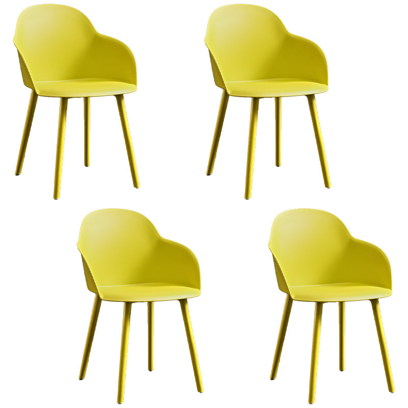 Contemporary Plastic Restaurant Arm Chair Matte Finish Solid Back Dining Chair (Set of 4) Golden Clearhalo ' kitchen&dining_furn' 'Dining Chairs' 'Dining Tables & Seating' 'dining_chair' 'Furniture' 'furniture_dining_chair' 'Kitchen & Dining Furniture' 'kitchen' 4038654