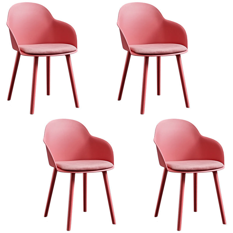 Contemporary Plastic Restaurant Arm Chair Matte Finish Solid Back Dining Chair (Set of 4) Peach Clearhalo ' kitchen&dining_furn' 'Dining Chairs' 'Dining Tables & Seating' 'dining_chair' 'Furniture' 'furniture_dining_chair' 'Kitchen & Dining Furniture' 'kitchen' 4038656