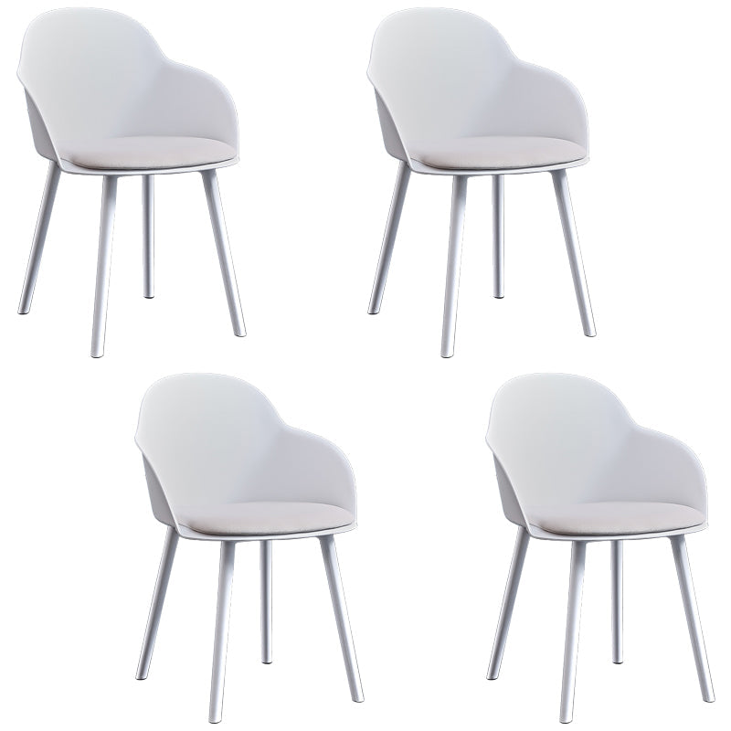 Contemporary Plastic Restaurant Arm Chair Matte Finish Solid Back Dining Chair (Set of 4) White Clearhalo ' kitchen&dining_furn' 'Dining Chairs' 'Dining Tables & Seating' 'dining_chair' 'Furniture' 'furniture_dining_chair' 'Kitchen & Dining Furniture' 'kitchen' 4038657