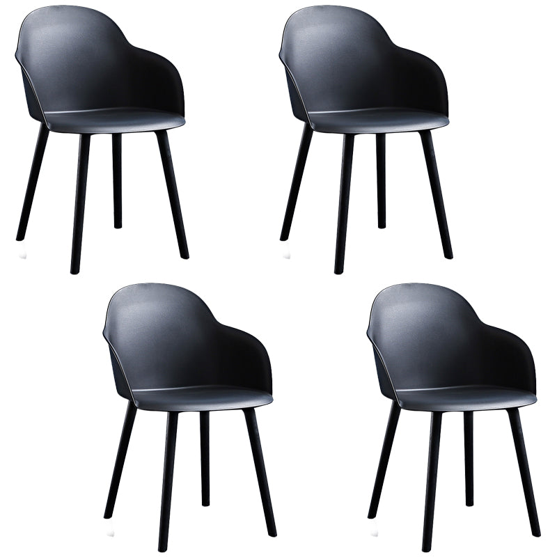 Contemporary Plastic Restaurant Arm Chair Matte Finish Solid Back Dining Chair (Set of 4) Matte Black Clearhalo ' kitchen&dining_furn' 'Dining Chairs' 'Dining Tables & Seating' 'dining_chair' 'Furniture' 'furniture_dining_chair' 'Kitchen & Dining Furniture' 'kitchen' 4038663