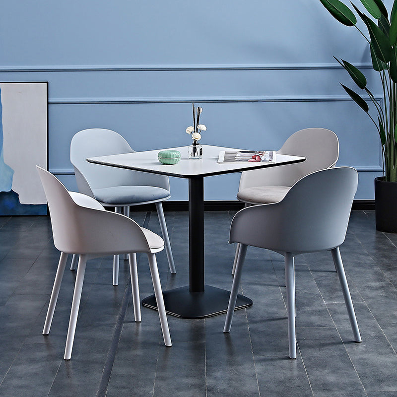 Contemporary Plastic Restaurant Arm Chair Matte Finish Solid Back Dining Chair (Set of 4) Clearhalo ' kitchen&dining_furn' 'Dining Chairs' 'Dining Tables & Seating' 'dining_chair' 'Furniture' 'furniture_dining_chair' 'Kitchen & Dining Furniture' 'kitchen' 4038664