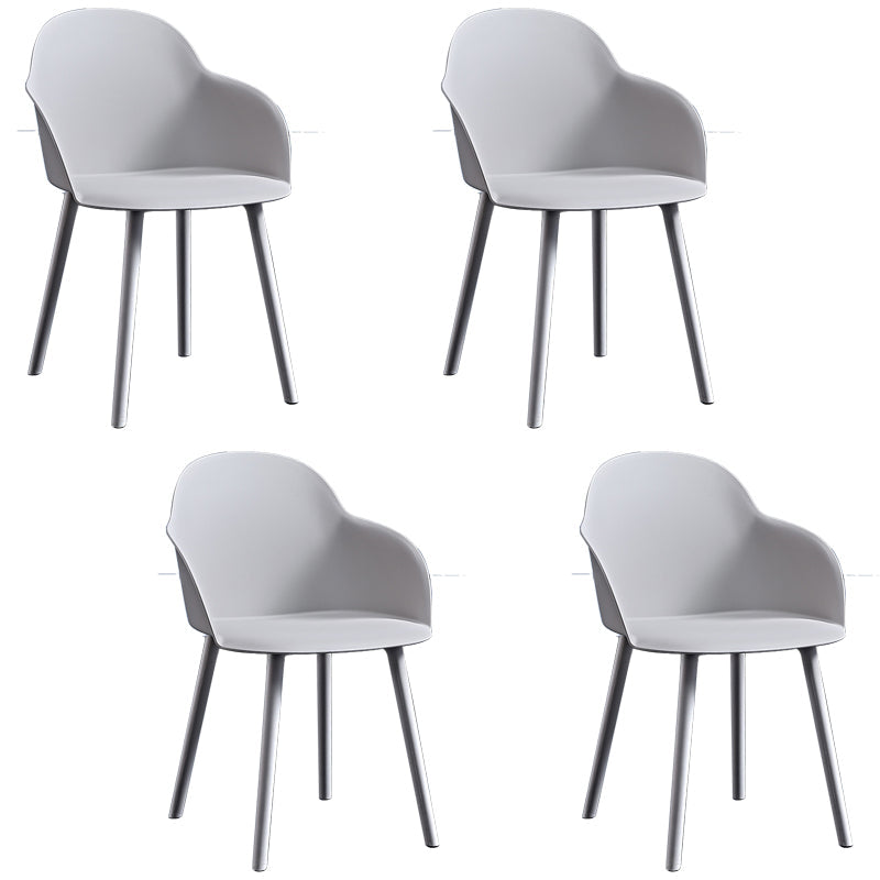 Contemporary Plastic Restaurant Arm Chair Matte Finish Solid Back Dining Chair (Set of 4) Gray-White Clearhalo ' kitchen&dining_furn' 'Dining Chairs' 'Dining Tables & Seating' 'dining_chair' 'Furniture' 'furniture_dining_chair' 'Kitchen & Dining Furniture' 'kitchen' 4038667