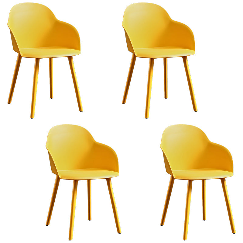Contemporary Plastic Restaurant Arm Chair Matte Finish Solid Back Dining Chair (Set of 4) Orange Clearhalo ' kitchen&dining_furn' 'Dining Chairs' 'Dining Tables & Seating' 'dining_chair' 'Furniture' 'furniture_dining_chair' 'Kitchen & Dining Furniture' 'kitchen' 4038669