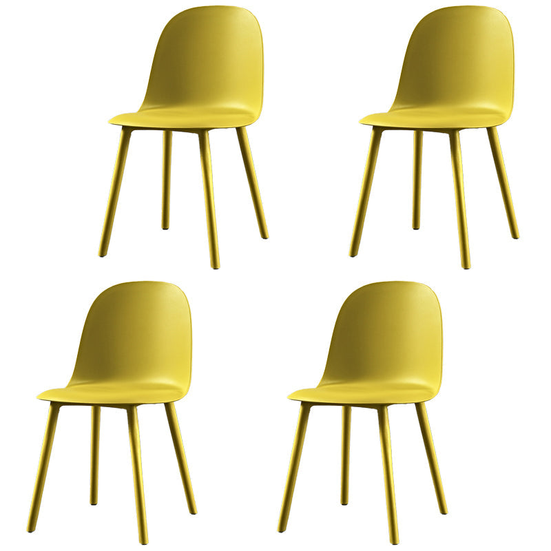 Scandinavian Plastic Restaurant Side Chair Matte Finish Parsons Dining Chair (Set of 4) Yellow Clearhalo ' kitchen&dining_furn' 'Dining Chairs' 'Dining Tables & Seating' 'dining_chair' 'furn' 'furn_dining_chair' 'Furniture' 'furniture_dining_chair' 'Kitchen & Dining Furniture' 'kitchen' 4038673