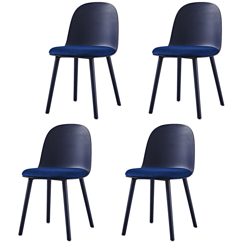 Scandinavian Plastic Restaurant Side Chair Matte Finish Parsons Dining Chair (Set of 4) Peacock Blue Clearhalo ' kitchen&dining_furn' 'Dining Chairs' 'Dining Tables & Seating' 'dining_chair' 'furn' 'furn_dining_chair' 'Furniture' 'furniture_dining_chair' 'Kitchen & Dining Furniture' 'kitchen' 4038675