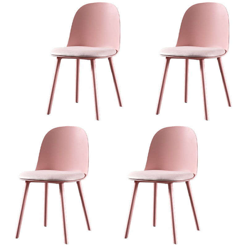 Scandinavian Plastic Restaurant Side Chair Matte Finish Parsons Dining Chair (Set of 4) Pinkish Red Clearhalo ' kitchen&dining_furn' 'Dining Chairs' 'Dining Tables & Seating' 'dining_chair' 'furn' 'furn_dining_chair' 'Furniture' 'furniture_dining_chair' 'Kitchen & Dining Furniture' 'kitchen' 4038684