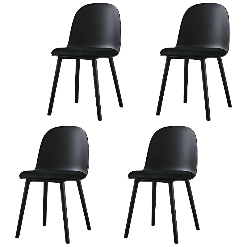 Scandinavian Plastic Restaurant Side Chair Matte Finish Parsons Dining Chair (Set of 4) Matte Black Clearhalo ' kitchen&dining_furn' 'Dining Chairs' 'Dining Tables & Seating' 'dining_chair' 'furn' 'furn_dining_chair' 'Furniture' 'furniture_dining_chair' 'Kitchen & Dining Furniture' 'kitchen' 4038698