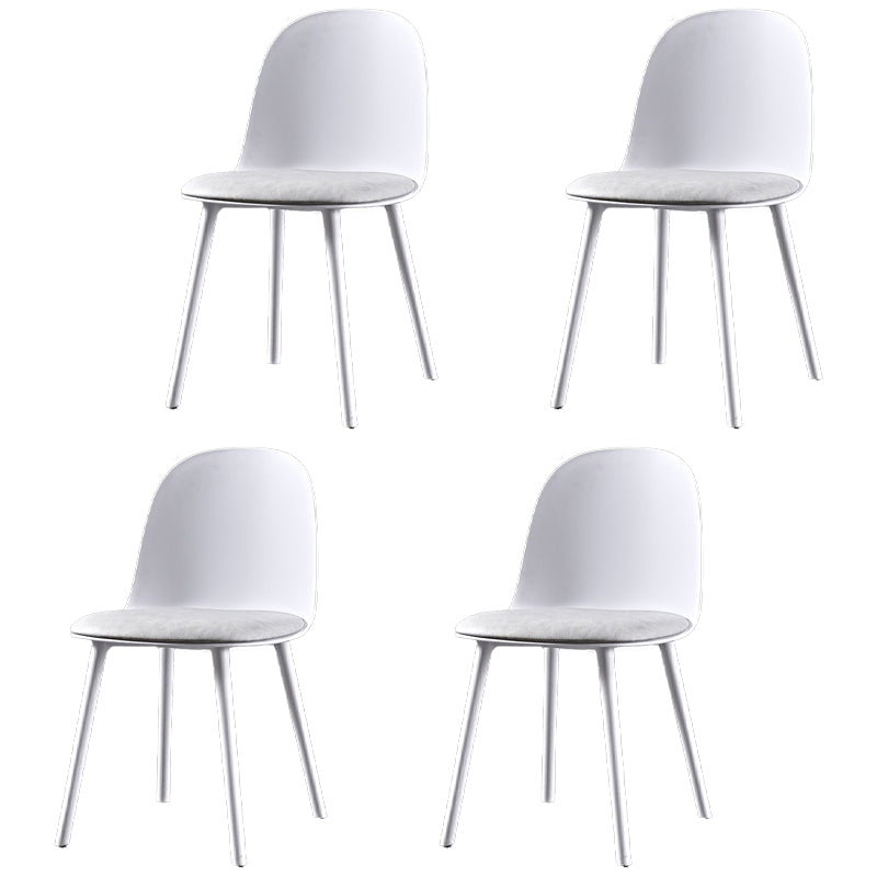Scandinavian Plastic Restaurant Side Chair Matte Finish Parsons Dining Chair (Set of 4) Ivory Clearhalo ' kitchen&dining_furn' 'Dining Chairs' 'Dining Tables & Seating' 'dining_chair' 'furn' 'furn_dining_chair' 'Furniture' 'furniture_dining_chair' 'Kitchen & Dining Furniture' 'kitchen' 4038701