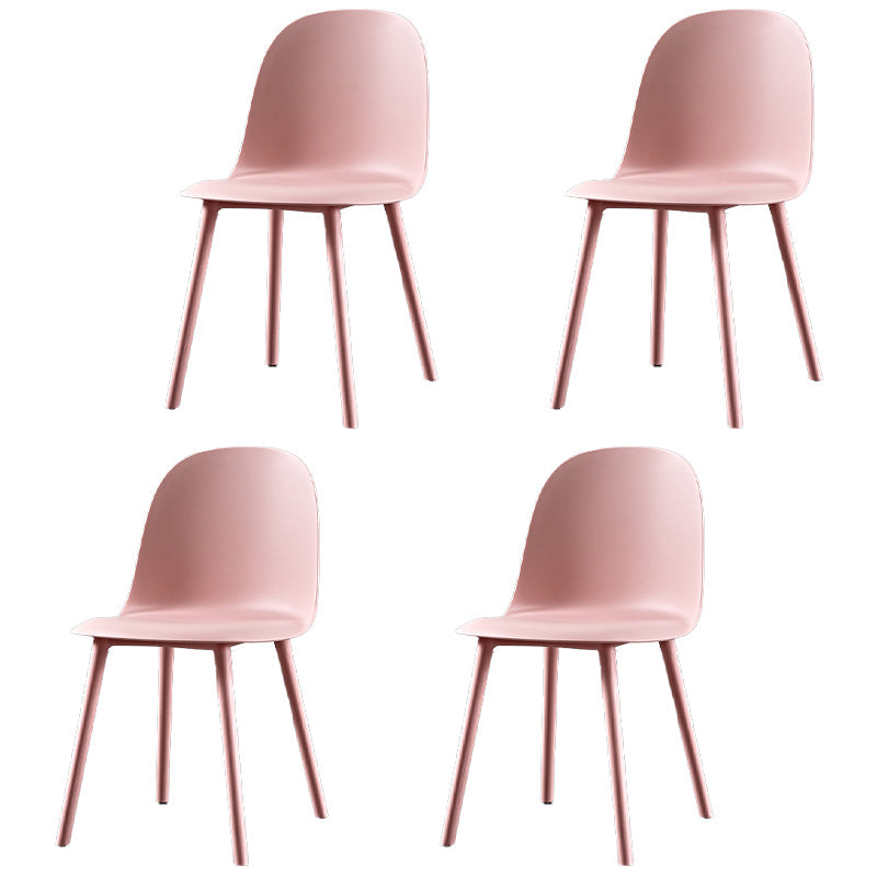 Scandinavian Plastic Restaurant Side Chair Matte Finish Parsons Dining Chair (Set of 4) Pink Clearhalo ' kitchen&dining_furn' 'Dining Chairs' 'Dining Tables & Seating' 'dining_chair' 'furn' 'furn_dining_chair' 'Furniture' 'furniture_dining_chair' 'Kitchen & Dining Furniture' 'kitchen' 4038703