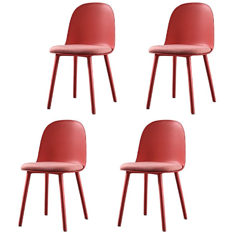Scandinavian Plastic Restaurant Side Chair Matte Finish Parsons Dining Chair (Set of 4) Watermelon Red Clearhalo ' kitchen&dining_furn' 'Dining Chairs' 'Dining Tables & Seating' 'dining_chair' 'furn' 'furn_dining_chair' 'Furniture' 'furniture_dining_chair' 'Kitchen & Dining Furniture' 'kitchen' 4038704