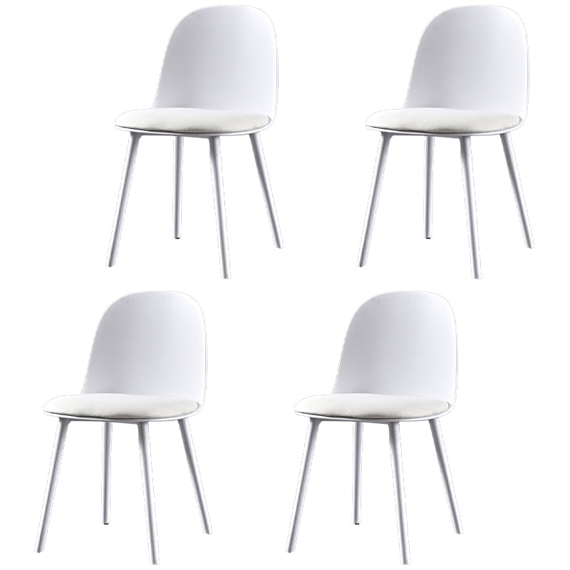 Scandinavian Plastic Restaurant Side Chair Matte Finish Parsons Dining Chair (Set of 4) Gloss White Clearhalo ' kitchen&dining_furn' 'Dining Chairs' 'Dining Tables & Seating' 'dining_chair' 'furn' 'furn_dining_chair' 'Furniture' 'furniture_dining_chair' 'Kitchen & Dining Furniture' 'kitchen' 4038708