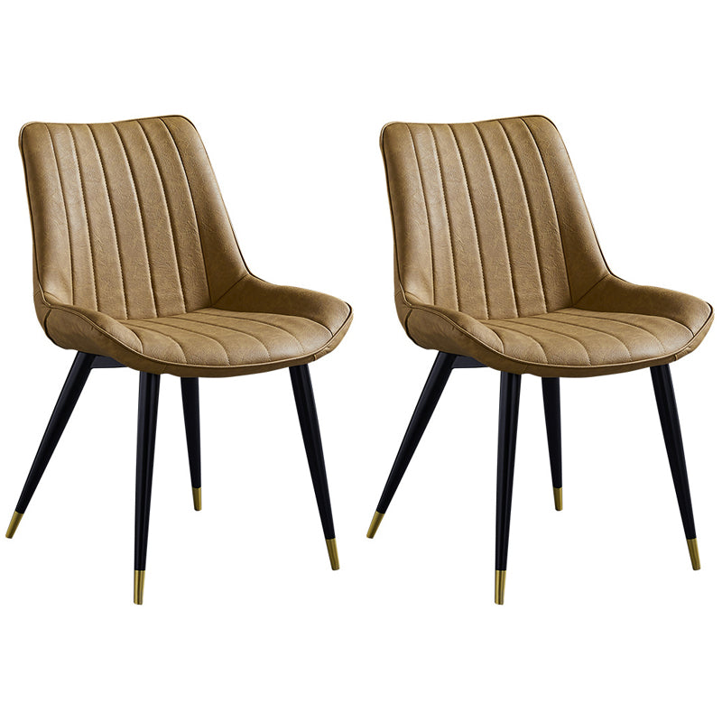 Scandinavian Leather Restaurant Side Chair Matte Finish Parsons Dining Chair Yellow 2 Piece Set Black Gold Clearhalo ' kitchen&dining_furn' 'Dining Chairs' 'Dining Tables & Seating' 'dining_chair' 'furn' 'furn_dining_chair' 'Furniture' 'furniture_dining_chair' 'Kitchen & Dining Furniture' 'kitchen' 4038711